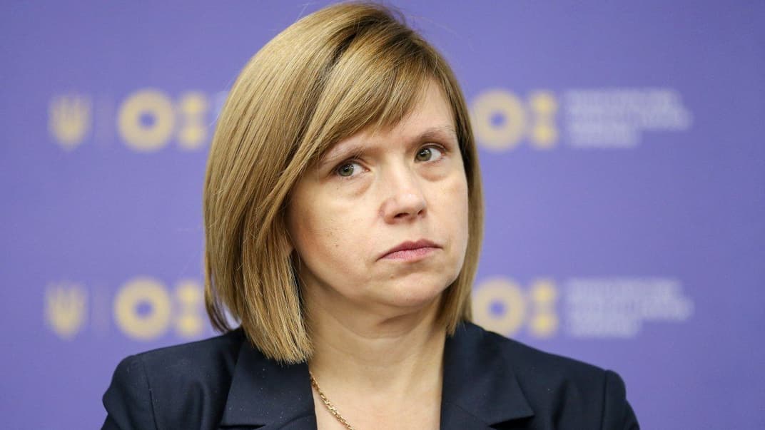 Тогдашняя заместитель министра образования и науки Любомира Мандзий во время пресс-конференции в Киеве, 12 сентября 2019