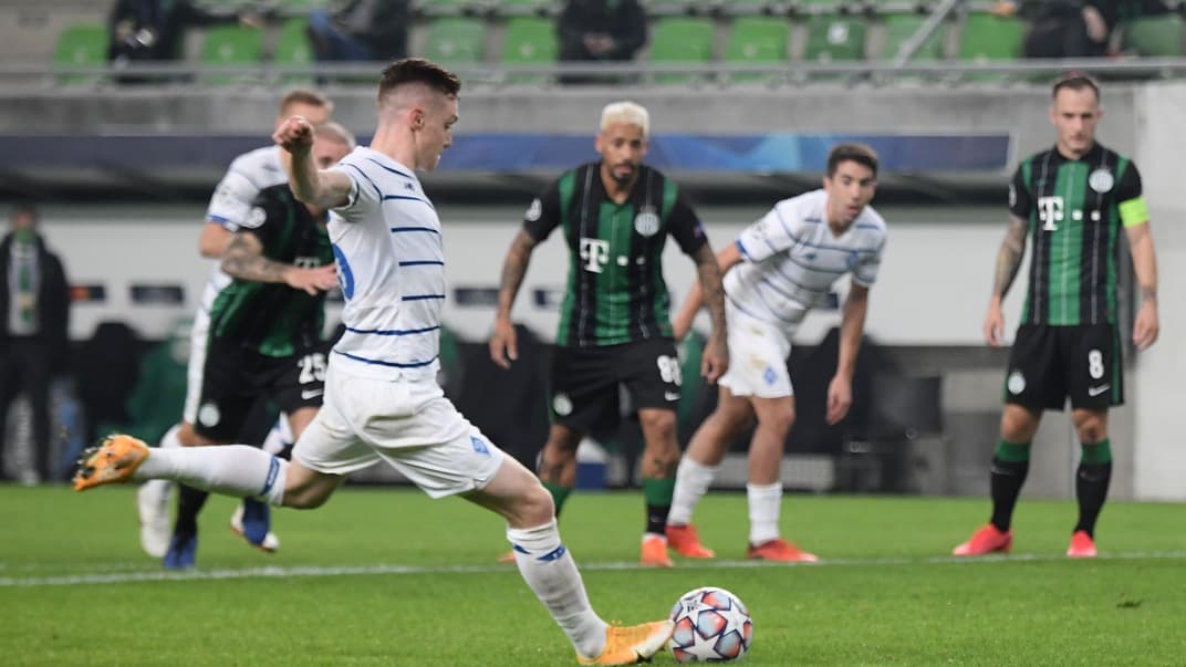 Виктор Цыганков вывел киевлян вперед, забив пенальти, Будапешт, Венгрия, 28 октября 2020 года