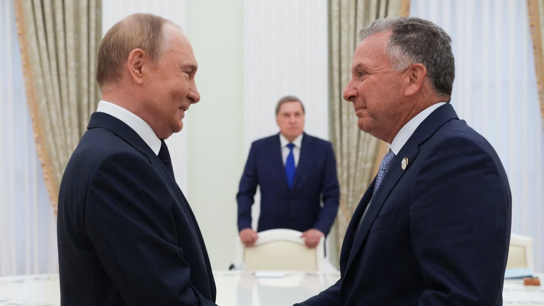 владимир путин и Стив Уиткофф в Москве, 6 августа 2025 года