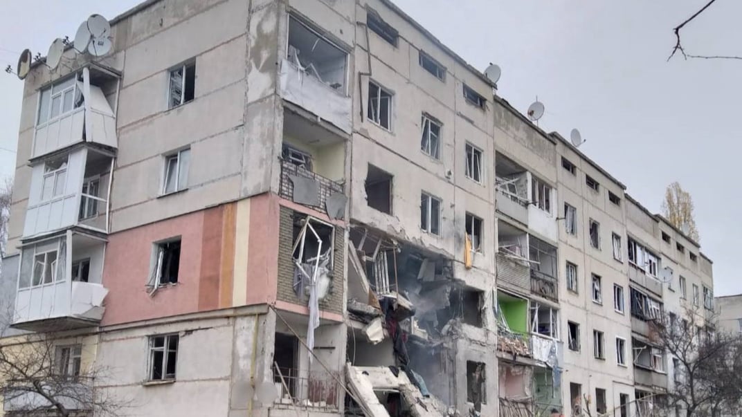 Последствия российского обстрела в Купянске, 9 ноября 2024 года