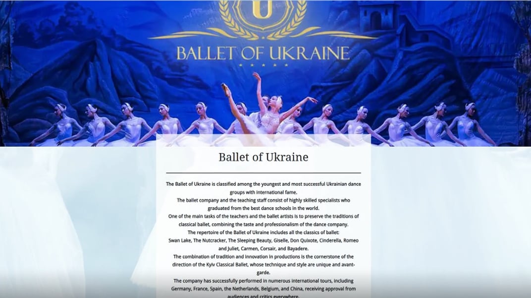 Сайт балетної трупи Ballet of Ukraine Сайт балетної трупи Ballet of Ukraine