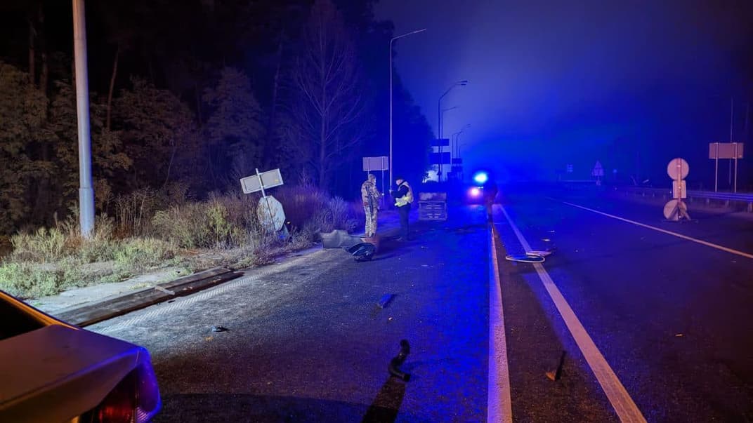 Место ДТП в Киеве, 22 октября 2023 года