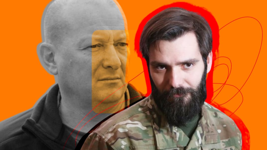 Заступник командира бригади «Азов» Богдан (Тавр) Кротевич та генерал-лейтенант Юрій Содоль, якого зняли з посади командувача Об'єднаних сил Збройних Сил України