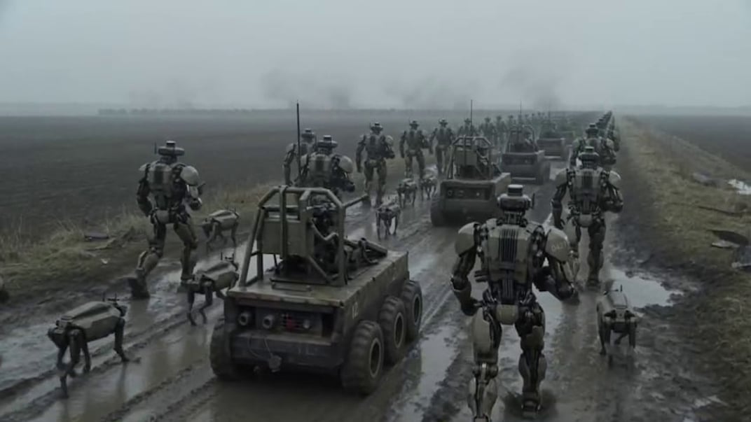 Кадр із відео Михайла Федорова про «Армію дронів», згенерованого штучним інтелектом