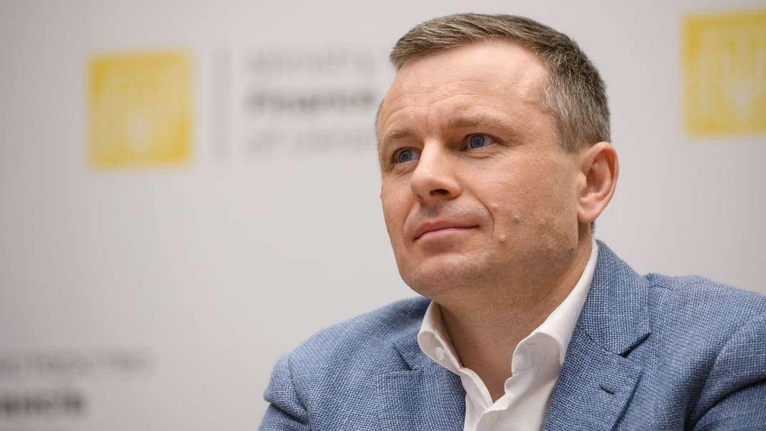 Министр финансов Украины Сергей Марченко выступает онлайн на встрече финансового блока G7