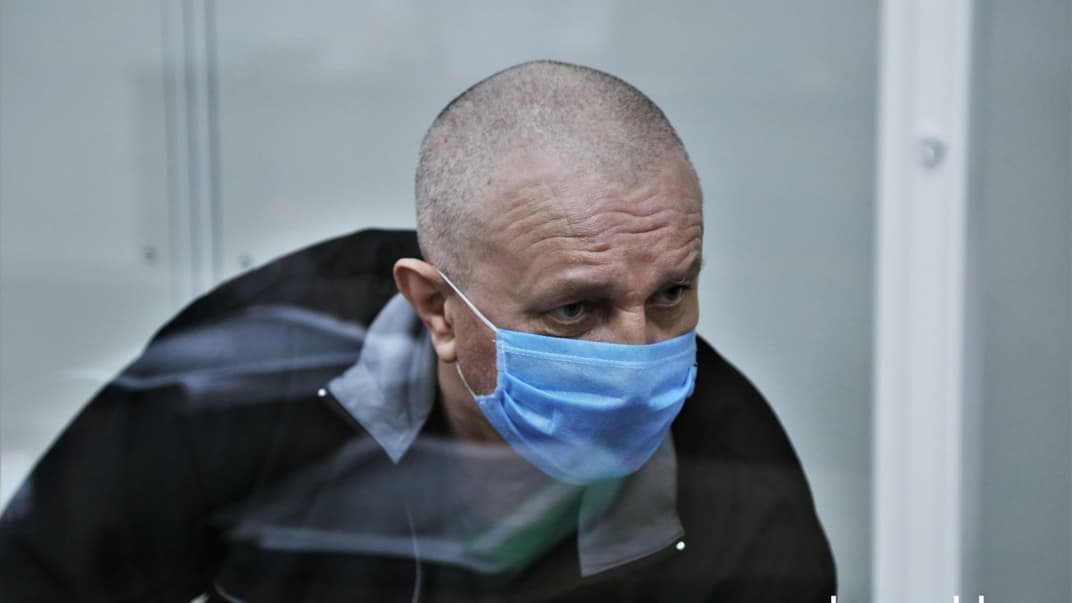 Підозрюваний у державній зраді генерал-майор СБУ Валерій Шайтанов у Шевченківському суді Києва. 10 червня 2020 року