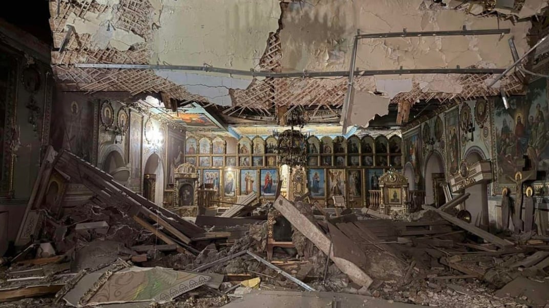 Пошкоджений обстрілом Андріївський собор УПЦ МП у Запоріжжі