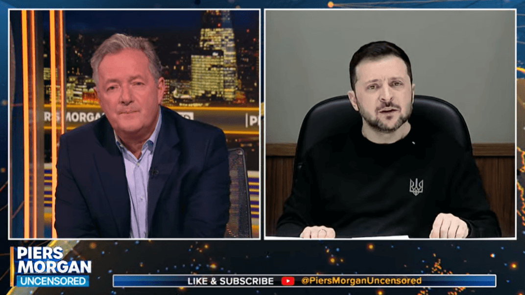 Президент України Володимир Зеленський та британський журналіст Пірс Морган