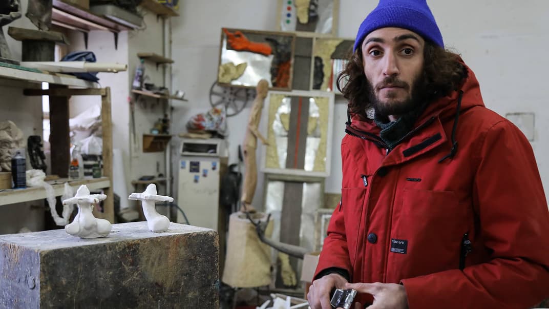 Художник Спартак Хачанов в майстерні, Київ, 25 січня 2019 року