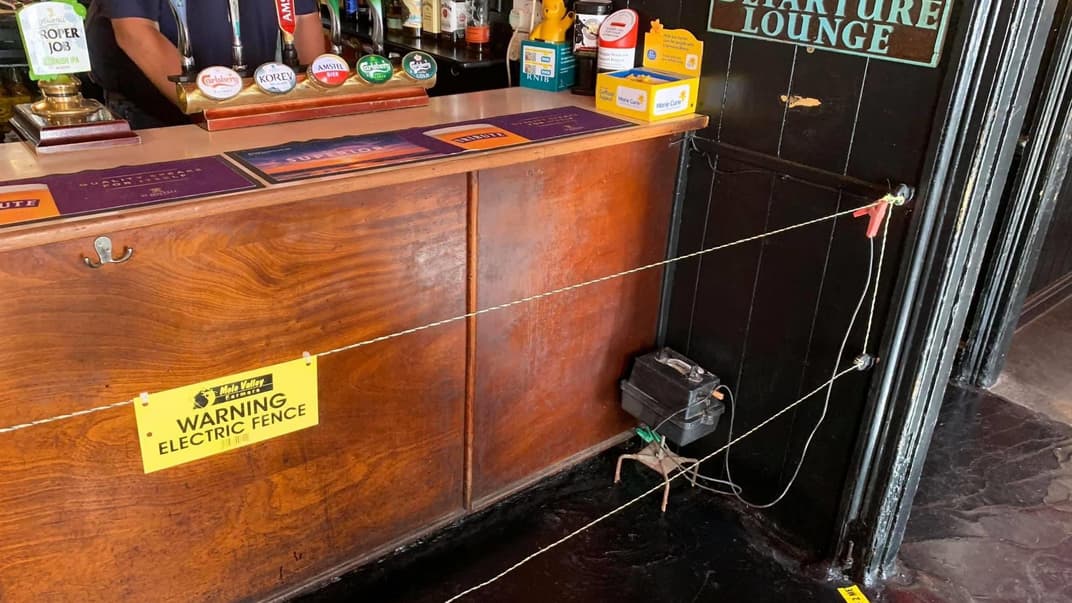 Британський паб обгородив барну стійку дротами під напругою. Для соціального дистанціювання, каже власник