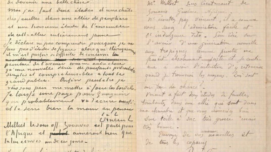 Фрагмент спільного листа Вінсента ван Гога й Поля Гогена до Еміля Бернара. У ньому ван Гог розповідає, як художники надихалися на роботу після відвідування борделів