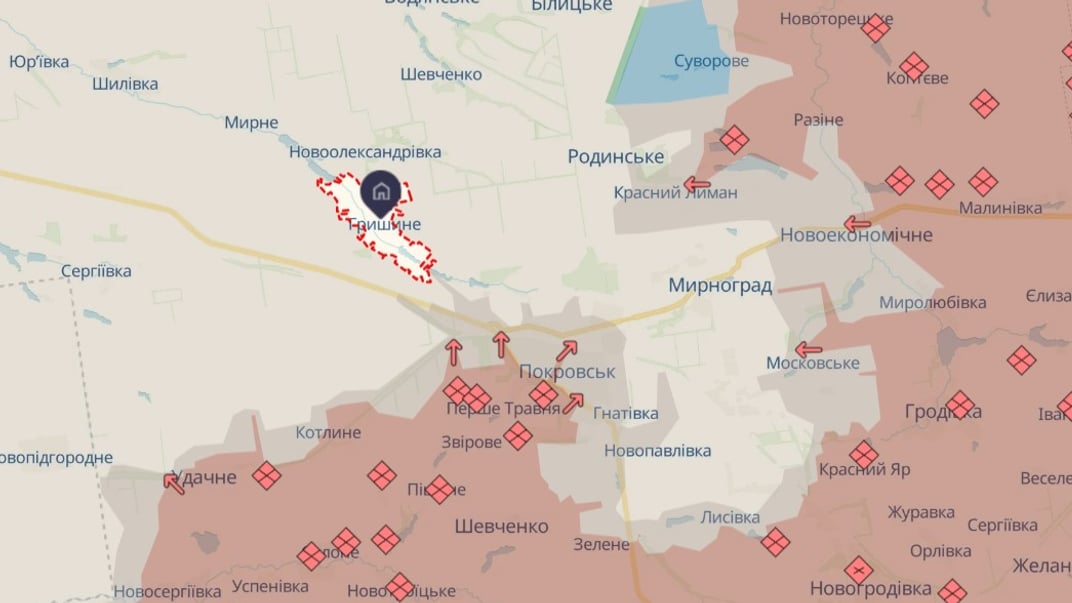 Село Гришине біля Покровська, куди росіяни намагалися проникнути під виглядом цивільних