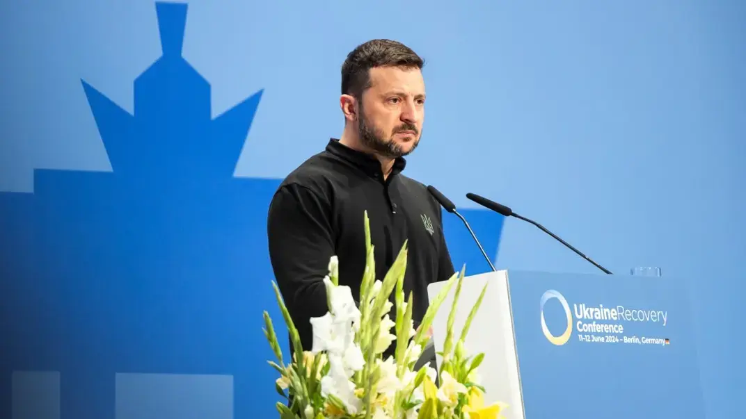 Владимир Зеленский во время конференции по вопросам восстановления Украины, 11 июня 2024 года