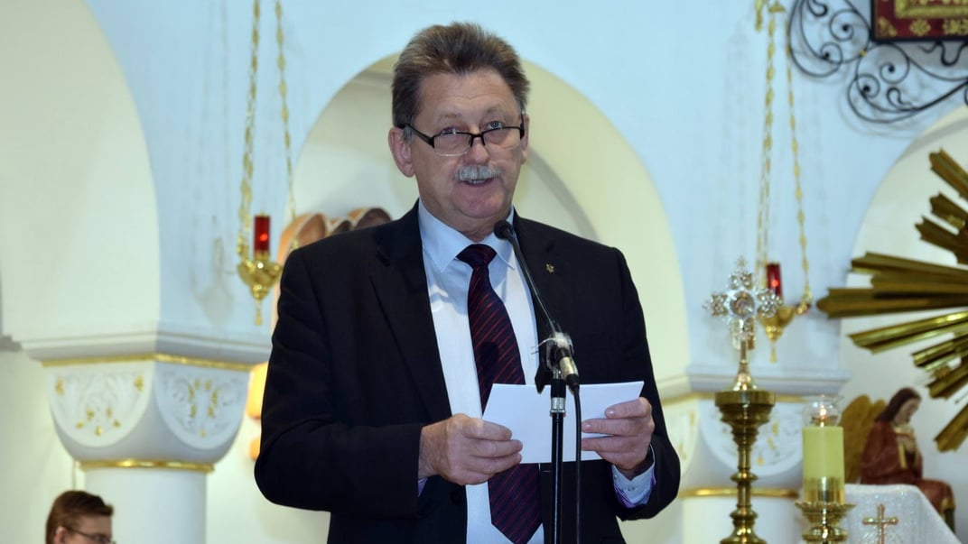 Ігор Кизим виступає під час поминальної служби з нагоди 85-х роковин трагедії Голодомору 1932-1933 років у Мінську, 23 листопада 2018 року