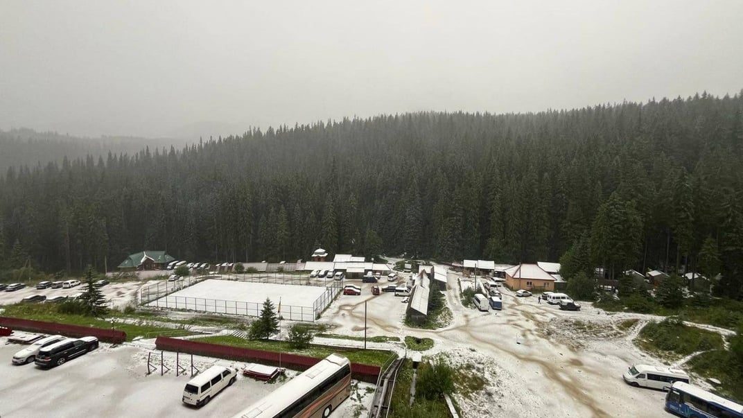 Сніг в урочищі Заросляк у Карпатах, 24 серпня 2025 року