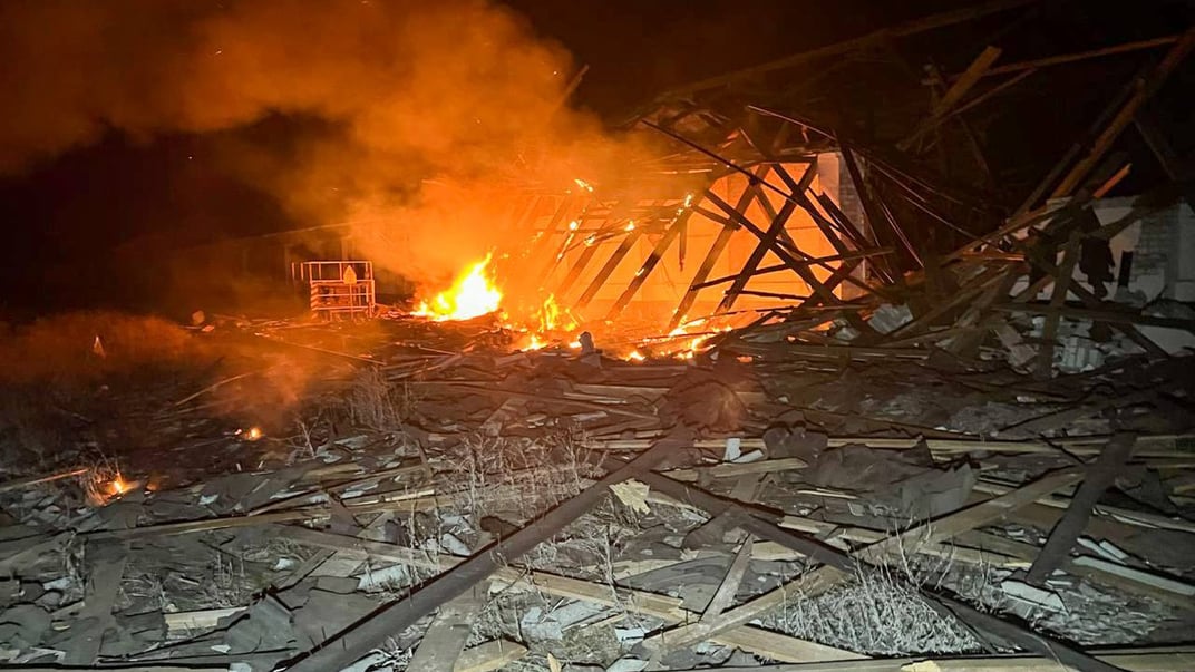 Последствия ночного обстрела Харьковской области российскими дронами