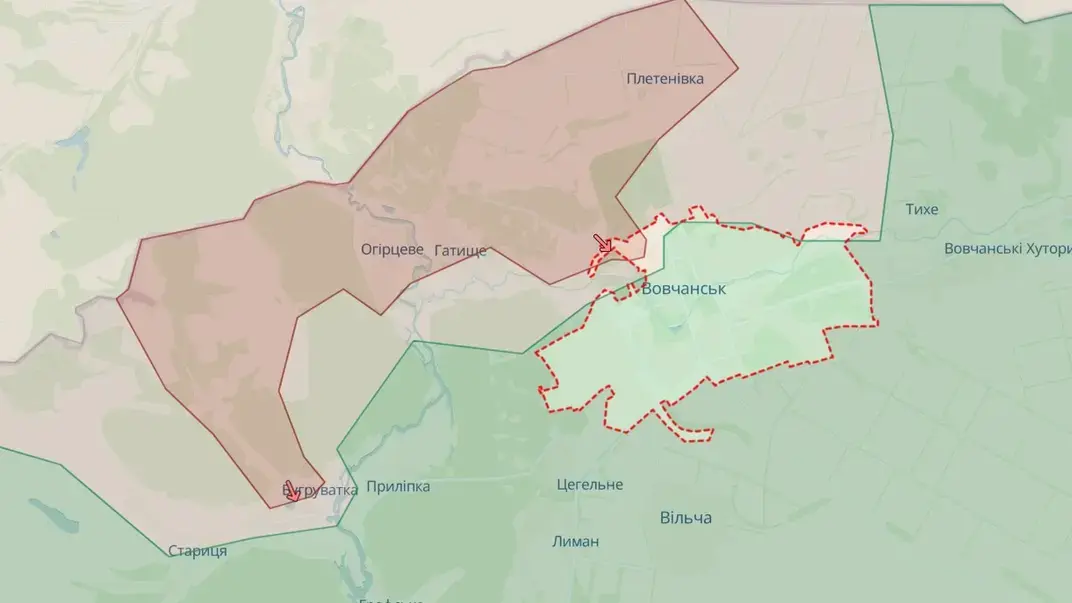 Ситуація у Вовчанську за даними проєкту DeepState станом на ранок 15 травня
