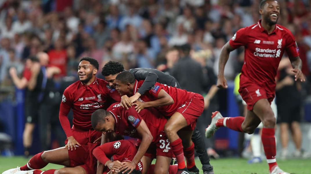 Гравці «Ліверпуля» святкують перемогу у фіналі Ліги чемпіонів, Мадрид, 1 червня 2019 року