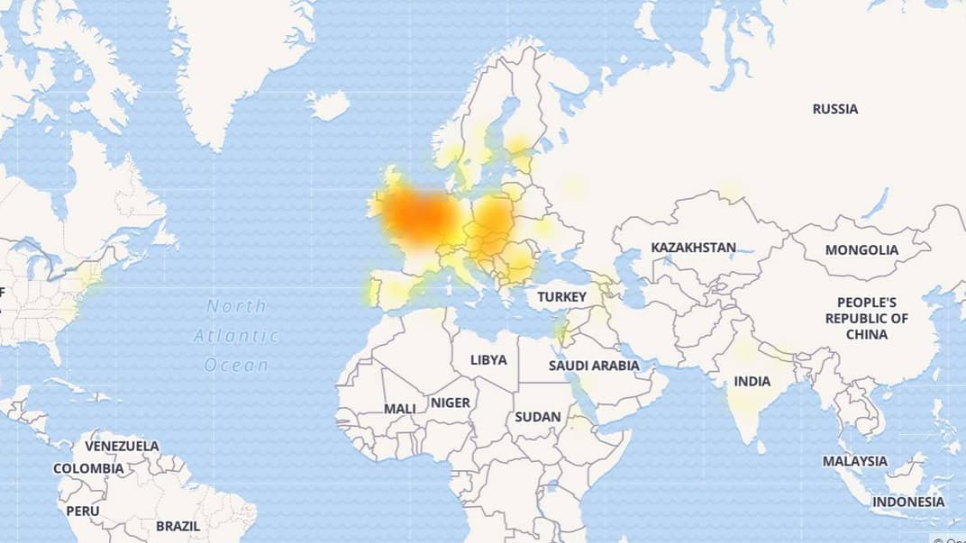 Карта збоїв у роботі Facebook
