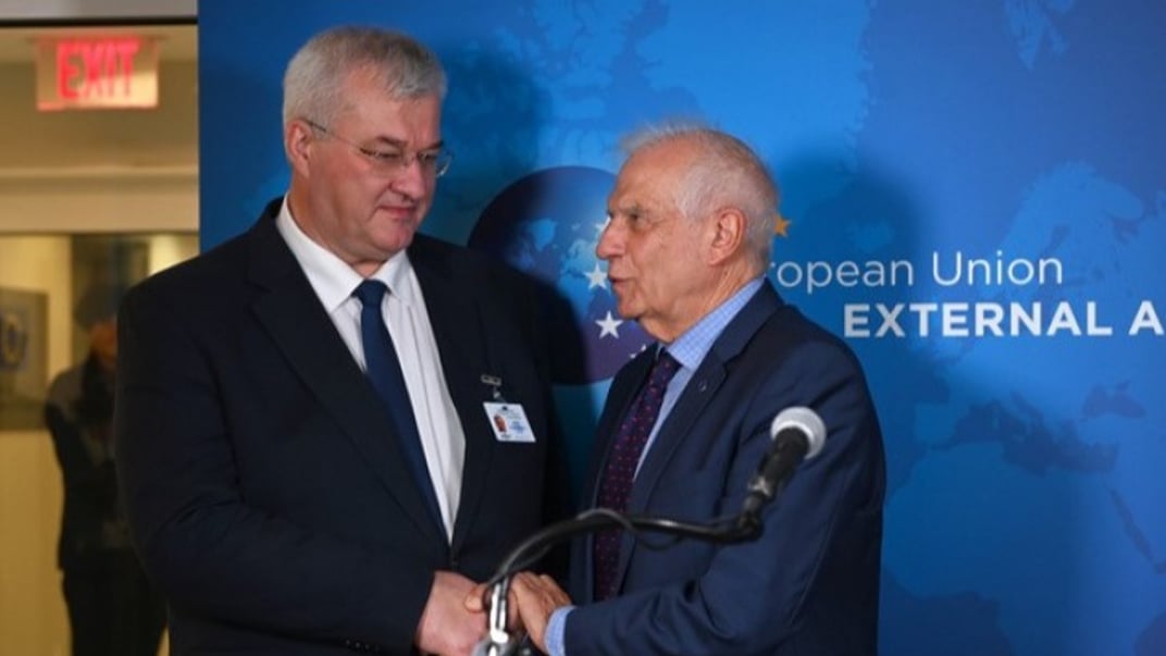 Министр иностранных дел Украины Андрея Сибига и высокий представитель ЕС по иностранным делам и политике безопасности Жозеп Боррель, 23 сентября 2024 года