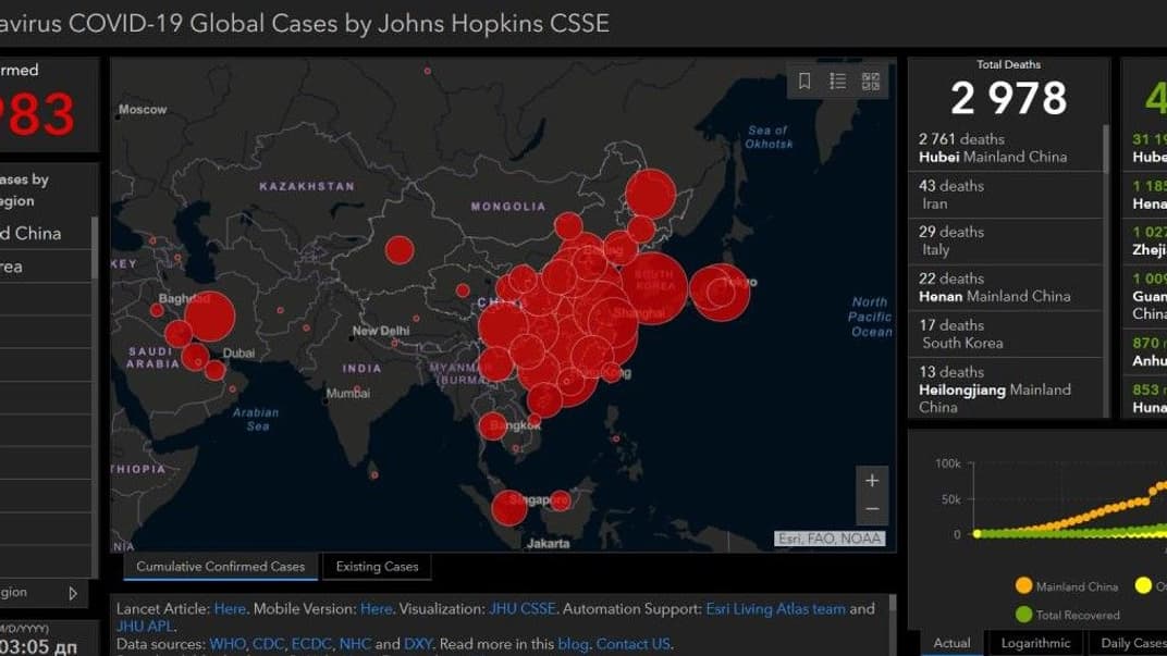 Китайский коронавирус: количество инфицированных в Италии возросло до 1100, в мире — почти до 86 тысяч
