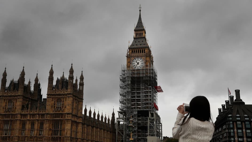 Биг-Бен в Лондоне во время реставрации 11 октября 2017 года