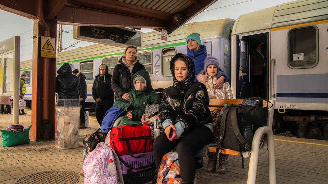 Тамара и Наталья приехали поездом Львов — Перемышль со своими детьми, 3 марта 2022 года