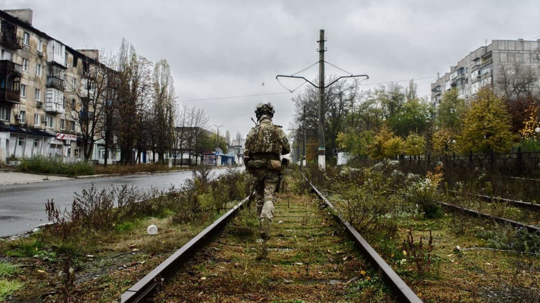 Украинский военный во время обороны Авдеевки