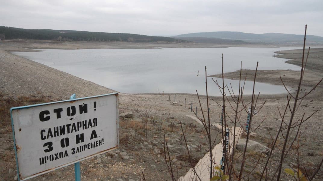 Обміліле Сімферопольське водосховище у Криму, 26 листопада 2012 року