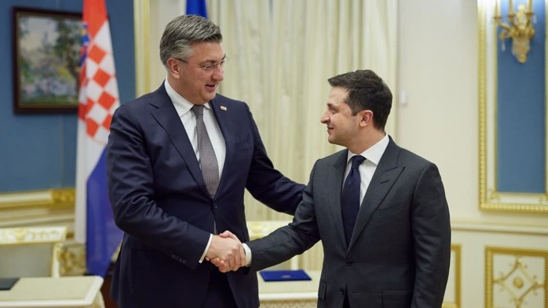 Президент України Володимир Зеленський зустрівся з прем’єр-міністром Республіки Хорватія Андреєм Пленковичем, 8 грудня 2021 року