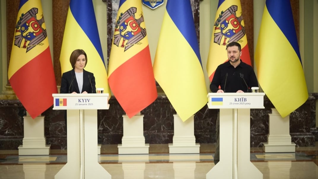 Президент Володимир Зеленський на пресконференції разом із президенткою Молдови Маєю Санду 25 січня 2025 року