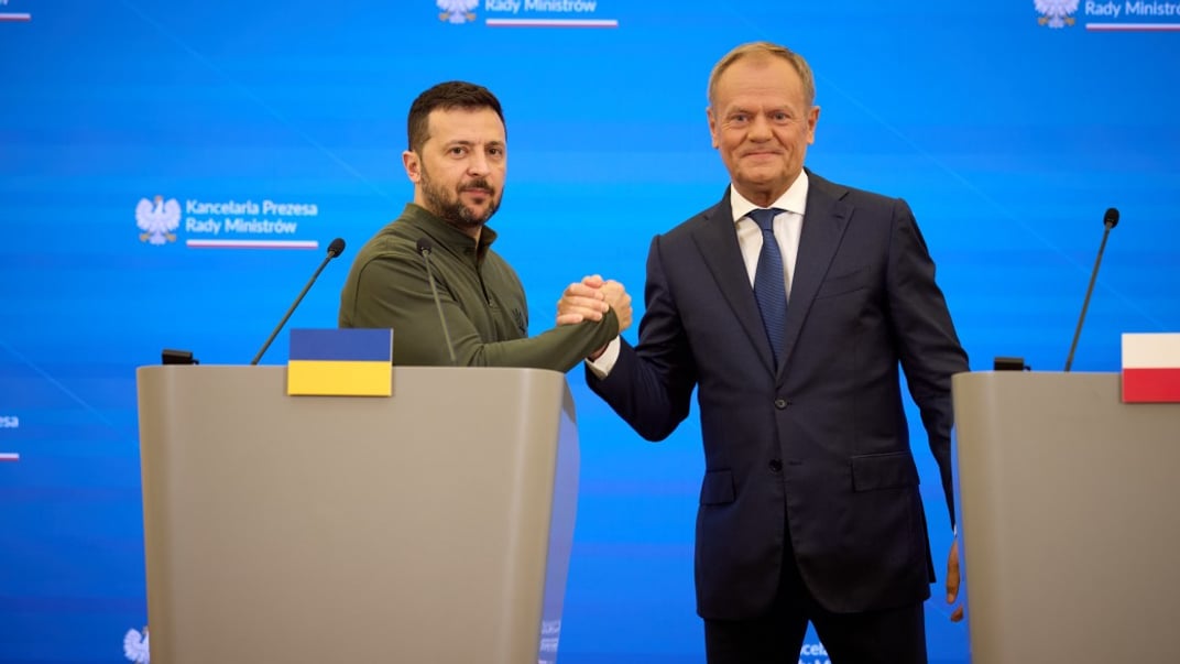 Президент Володимир Зеленський з прем'єр-міністром Польщі Дональдом Туском, Польща, 8 липня 2024 року