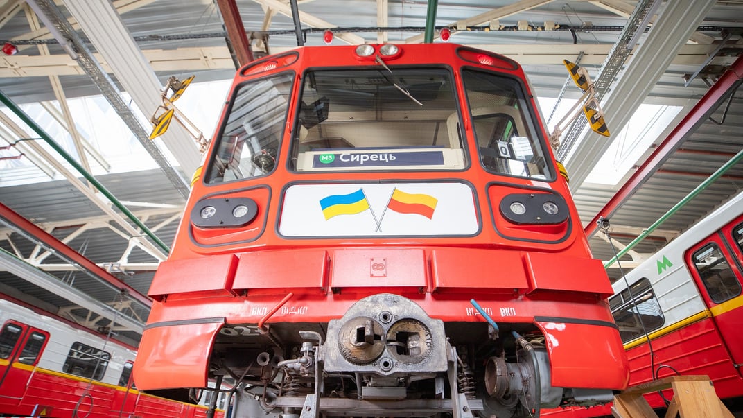 Один из вагонов метро, которые Киев получил от Варшавы