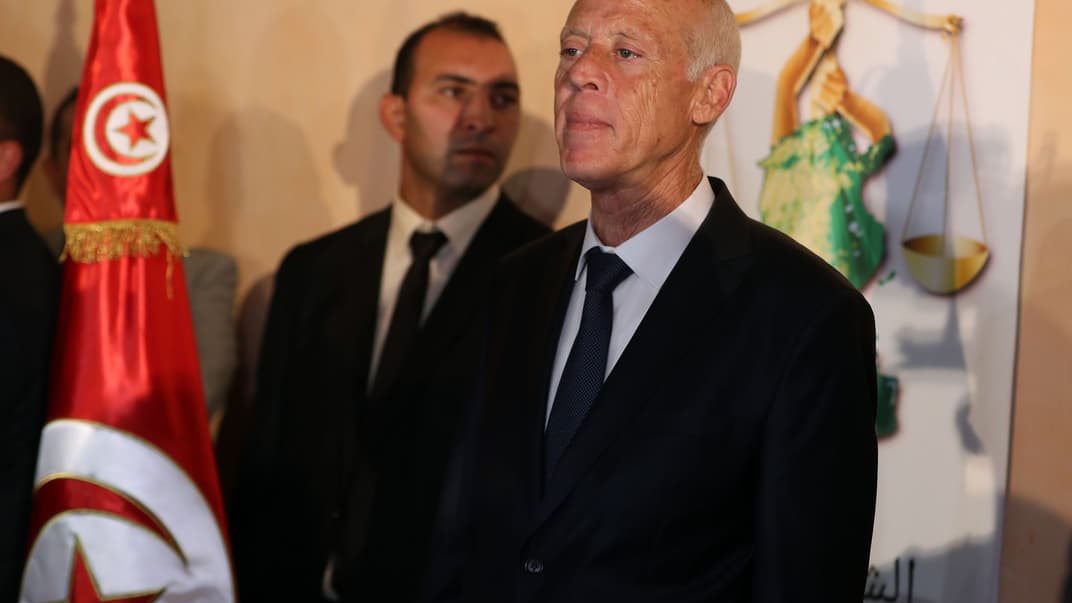 Кандидат в президенты Туниса Кайс Саид празднует победу на выборах, Тунис, 13 октября 2019