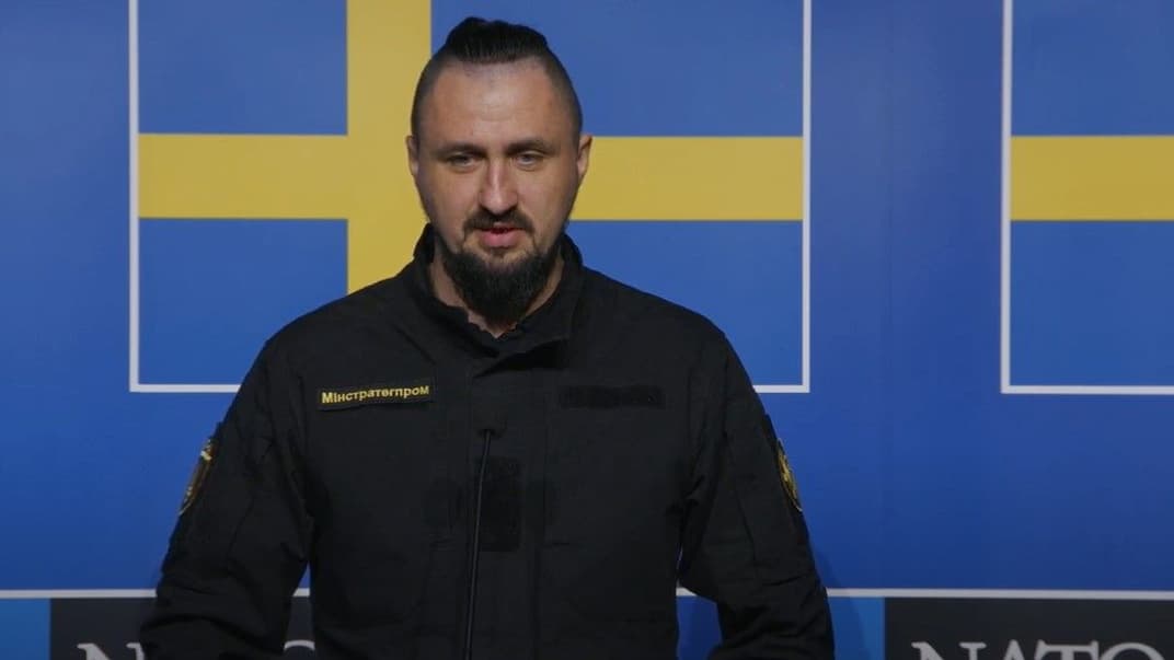 Міністр із питань стратегічних галузей промисловості Олександр Камишін під час Промислового форуму НАТО у Стокгольмі 25 жовтня