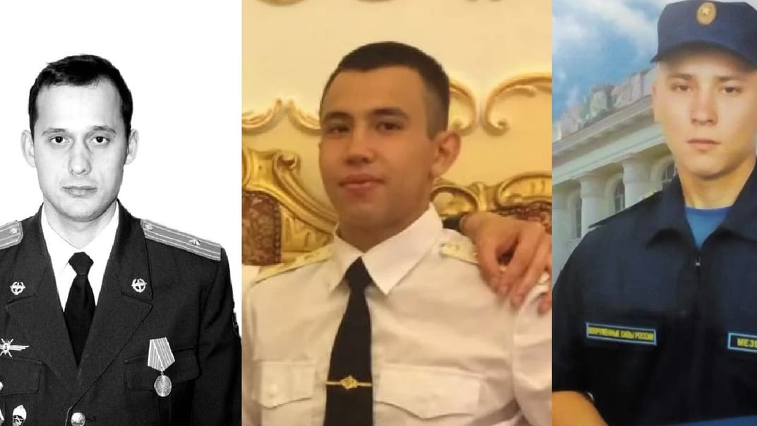 Идентифицированные ГУР МОУ: командир полка Денис Ахмадеев, летчик Арслан Гумеров, летчик Григорий Мезенцев