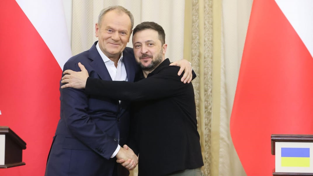 Премьер-министр Польши Дональд Туск с президентом Украины Владимиром Зеленским во Львове, 17 декабря 2024 года