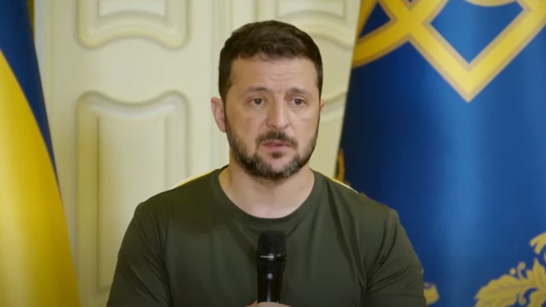 Президент Владимир Зеленский на брифинге, 15 июля 2024 года