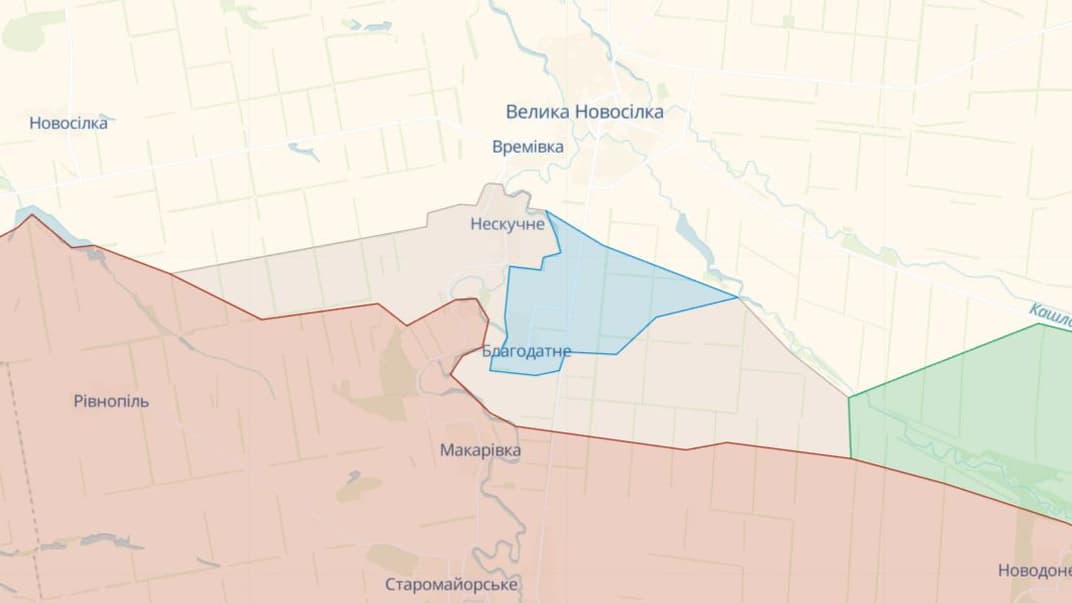 Расположение сел Нескучное и Благодатное, которые освободили украинские военные