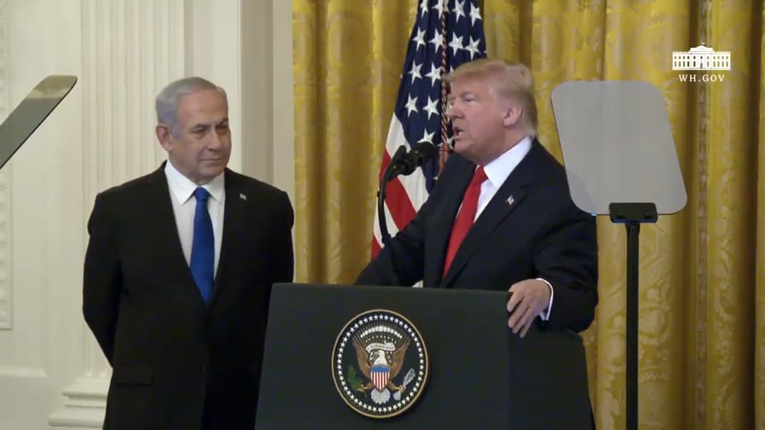 Президент США Дональд Трамп представляє мирний план своєї адміністрації щодо вирішення ізраїльсько-палестинської проблеми разом із прем'єр-міністром Ізраїлю Беньяміном Нетаньягу в Білому домі, Вашингтон, США, 28 січня 2020 року