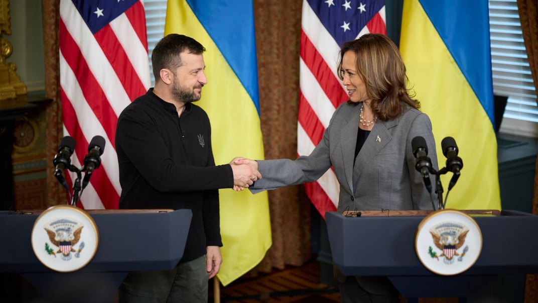 Президент Украины Владимир Зеленский во время встречи с вице-президентом США Камалой Харрис, сентябрь 2024 года