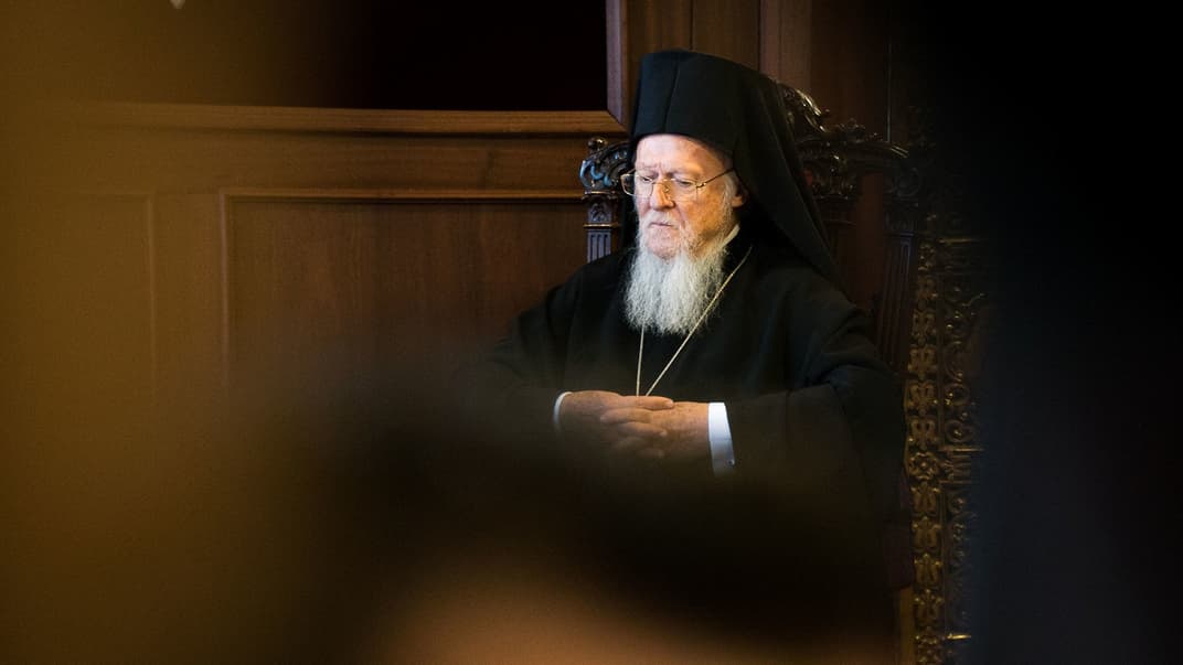 Вселенський патріарх Варфоломій під час зустрічі з патріархом Кирилом у тронному залі Вселенських патріархів, Стамбул, Туреччина, 31 серпня 2018 року