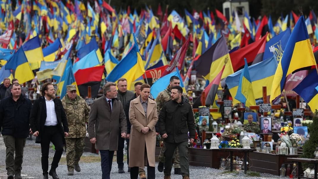 Прем'єр-міністерка Данії Метте Фредеріксен під час візиту у Львові, 23 лютого 2024 року