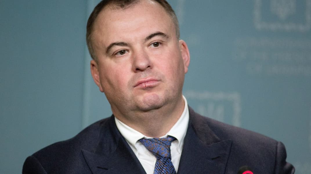 Первый заместитель Секретаря Совета национальной безопасности и обороны Украины (СНБО) Олег Гладковский во время брифинга в Киеве, 1 марта 2018 года