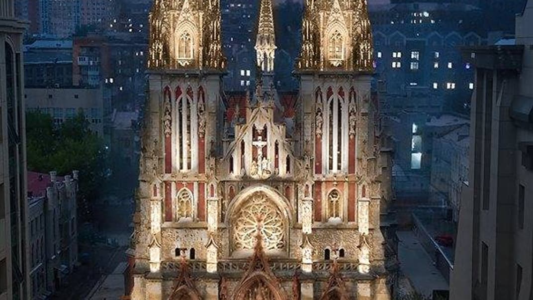 Проект освітлення костелу Святого Миколая у Києві. 