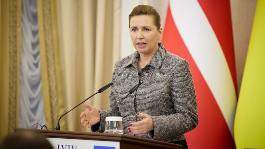 Ілюстративне фото. Прем’єр-міністерка Данії Метте Фредеріксен у Львові, лютий 2024 року