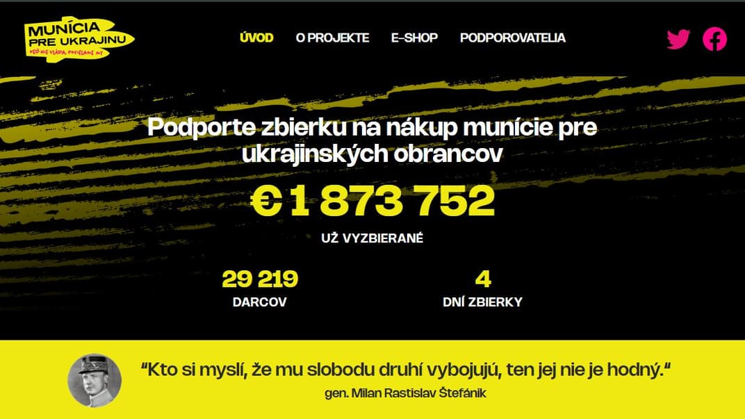 Так выглядит сайт, где собирают средства на присоединение к чешской инициативе на 19 апреля