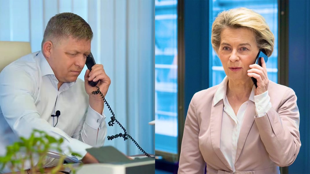 Колаж. Прем'єр-міністр Словаччини Роберт Фіцо та президентка Єврокомісії Урсула фон дер Ляєн