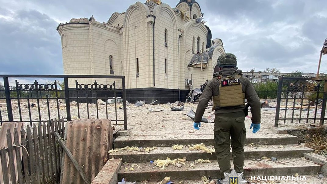 Храм Иова Почаевского в Константиновке после российского удара 11 октября