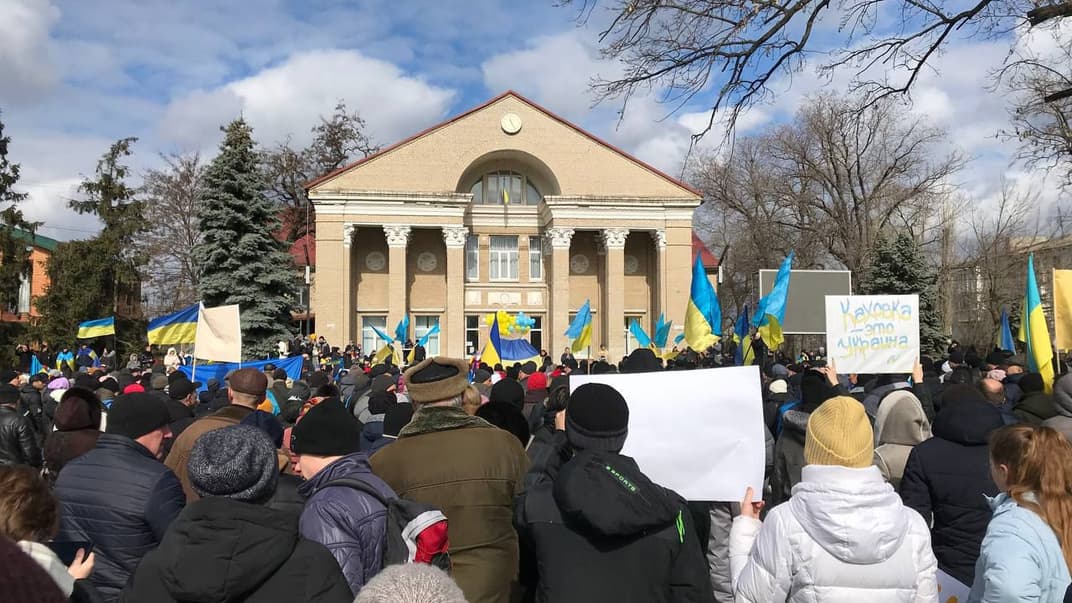 Мітинг проти росіїйської окупації в Каховці